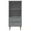 Estantería | Librería | Armario De Libros Molde Madera Maciza De Pino Gris 60x35x133,5 Cm Cfw769043