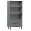 Estantería | Librería | Armario De Libros Molde Madera Maciza De Pino Gris 85x35x170,5 Cm Cfw769044