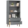 Estantería | Librería | Armario De Libros Molde Madera Maciza De Pino Gris 85x35x170,5 Cm Cfw769044