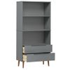 Estantería | Librería | Armario De Libros Molde Madera Maciza De Pino Gris 85x35x170,5 Cm Cfw769044