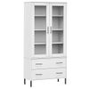 Estantería | Librería | Armario De Libros Patas De Metal Oslo Madera Maciza Blanco 85x35x172,5cm Cfw769049