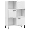 Estantería | Librería | Armario De Libros Patas De Metal Oslo Madera Maciza Blanco 90x35x128,5cm Cfw769050