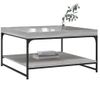 Mesa Centro，mesa Auxiliar，mesa De Café Madera Ingeniería Y Hierro Gris Sonoma 80x80x45 Cm Cfw771471