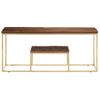 Mesa De Centro，mesa Auxiliar，mesa De Café Acero Inoxidable Madera Maciza Traviesa Dorado Cfw772385