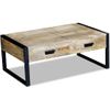 Mesa De Centro，mesa Auxiliar，mesa De Café Con 2 Cajones Madera Maciza Mango 100x60x40 Cm Cfw772461