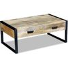 Mesa De Centro，mesa Auxiliar，mesa De Café Con 2 Cajones Madera Maciza Mango 100x60x40 Cm Cfw772461