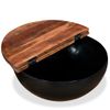 Mesa De Centro，mesa Auxiliar，mesa De Café De Madera Maciza Reciclada Negra En Forma De Bol Cfw773042