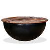 Mesa De Centro，mesa Auxiliar，mesa De Café De Madera Maciza Reciclada Negra En Forma De Bol Cfw773042