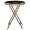 Mesa De Centro，mesa Auxiliar，mesa De Café De Ratán Sintético Y Vidrio Templado Beige 60 Cm Cfw773073