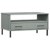 Mesa De Centro，mesa Auxiliar，mesa De Café Patas Metal Oslo Madera Maciza Gris 85x50x45 Cm Cfw774928