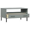 Mesa De Centro，mesa Auxiliar，mesa De Café Patas Metal Oslo Madera Maciza Gris 85x50x45 Cm Cfw774928