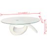 Mesa De Centro，mesa Auxiliar，mesa De Café Superficie Ovalada De Vidrio Blanco Brillante Cfw774973