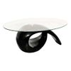 Mesa De Centro，mesa Auxiliar，mesa De Café Superficie Ovalada De Vidrio Negro Brillante Cfw774975