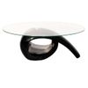 Mesa De Centro，mesa Auxiliar，mesa De Café Superficie Ovalada De Vidrio Negro Brillante Cfw774975