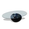 Mesa De Centro，mesa Auxiliar，mesa De Café Superficie Ovalada De Vidrio Negro Brillante Cfw774976