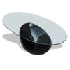 Mesa De Centro，mesa Auxiliar，mesa De Café Superficie Ovalada De Vidrio Negro Brillante Cfw774976