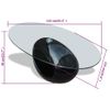 Mesa De Centro，mesa Auxiliar，mesa De Café Superficie Ovalada De Vidrio Negro Brillante Cfw774976