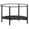 Mesa De Centro，mesa Auxiliar，mesa De Café Vidrio Templado Negro Y Mármol Negro 70 Cm Cfw774993