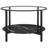 Mesa De Centro，mesa Auxiliar，mesa De Café Vidrio Templado Negro Y Mármol Negro 70 Cm Cfw774993