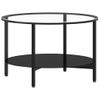 Mesa De Centro，mesa Auxiliar，mesa De Café Vidrio Templado Negro Y Transparente 70 Cm Cfw774994