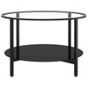 Mesa De Centro，mesa Auxiliar，mesa De Café Vidrio Templado Negro Y Transparente 70 Cm Cfw774994