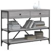 Mesa Consola | Mesa De Entrada | Mesa Auxiliar Con Cajones Estantes Madera Ingeniería Sonoma Gris Cfw771541