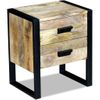 Mesa Auxiliar | Mesita Auxiliar | Mesa De Café Con 2 Cajones Madera Maciza De Mango 43x33x51 Cm Cfw771137