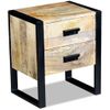 Mesa Auxiliar | Mesita Auxiliar | Mesa De Café Con 2 Cajones Madera Maciza De Mango 43x33x51 Cm Cfw771137