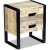 Mesa Auxiliar | Mesita Auxiliar | Mesa De Café Con 2 Cajones Madera Maciza De Mango 43x33x51 Cm Cfw771137