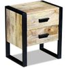 Mesa Auxiliar | Mesita Auxiliar | Mesa De Café Con 2 Cajones Madera Maciza De Mango 43x33x51 Cm Cfw771137