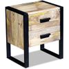 Mesa Auxiliar | Mesita Auxiliar | Mesa De Café Con 2 Cajones Madera Maciza De Mango 43x33x51 Cm Cfw771137