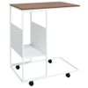 Mesa Auxiliar | Mesita Auxiliar | Mesa De Café Con Ruedas Contrachapado Blanco 55x36x63,5 Cm Cfw771142