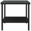 Mesa Auxiliar | Mesita Auxiliar | Mesa De Café Vidrio Templado Ratán Sintético Negro 45x45x45 Cm Cfw771399