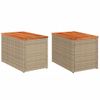 2 Uds Mesas Auxiliares | Mesita Auxiliar | Mesa De Café De Jardín Ratán Madera Beige 55x34x37cm Cfw775733