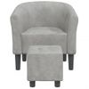 Sillón De Salón | Silla | Sillón Con Taburete Terciopelo Gris Clarocfw791643