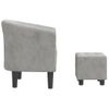 Sillón De Salón | Silla | Sillón Con Taburete Terciopelo Gris Clarocfw791643