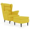 Sillón De Salón | Silla | Sillón Orejero Con Taburete Terciopelo Amarillo Mostazacfw792286