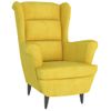 Sillón De Salón | Silla | Sillón Orejero Con Taburete Terciopelo Amarillo Mostazacfw792286