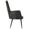 Sillón De Salón | Silla | Sillón Orejero Cuero Auténtico Negro Y Griscfw792288