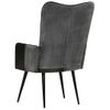 Sillón De Salón | Silla | Sillón Orejero Cuero Auténtico Negro Y Griscfw792288