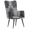 Sillón De Salón | Silla | Sillón Orejero De Cuero Auténtico Gris Canelacfw792290