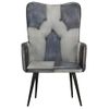 Sillón De Salón | Silla | Sillón Orejero De Cuero Auténtico Gris Canelacfw792290