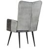 Sillón De Salón | Silla | Sillón Orejero De Cuero Auténtico Gris Canelacfw792290