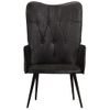 Sillón De Salón | Silla | Sillón Orejero De Cuero Auténtico Negro Canelacfw792294