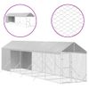 Perrera De Exterior | Jaula Para Perro | Parque Para Mascotas Con Toldo Acero Galvanizado Plata 2x10x2,5m Cfw783762