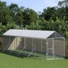 Perrera De Exterior | Jaula Para Perro | Parque Para Mascotas Con Toldo Acero Galvanizado Plata 2x10x2,5m Cfw783763