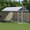 Perrera De Exterior | Jaula Para Perro | Parque Para Mascotas Con Toldo Acero Galvanizado Plata 2x6x2,5 M Cfw783770