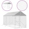 Perrera De Exterior | Jaula Para Perro | Parque Para Mascotas Con Toldo Acero Galvanizado Plata 2x6x2,5 M Cfw783770