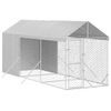 Perrera De Exterior | Jaula Para Perro | Parque Para Mascotas Con Toldo Acero Galvanizado Plata 2x6x2,5 M Cfw783771