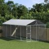 Perrera Exterior | Jaula Para Perro | Parque Para Mascotas Con Techo Acero Galvanizado Plata 3x7,5x2,5 M Cfw783984